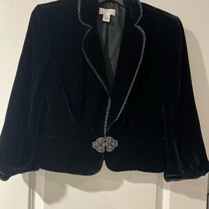 LOFT Women's Elegant Black Velvet Blazer